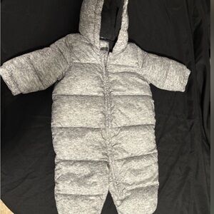 GAP Gray Baby Snowsuit with Bear Logo